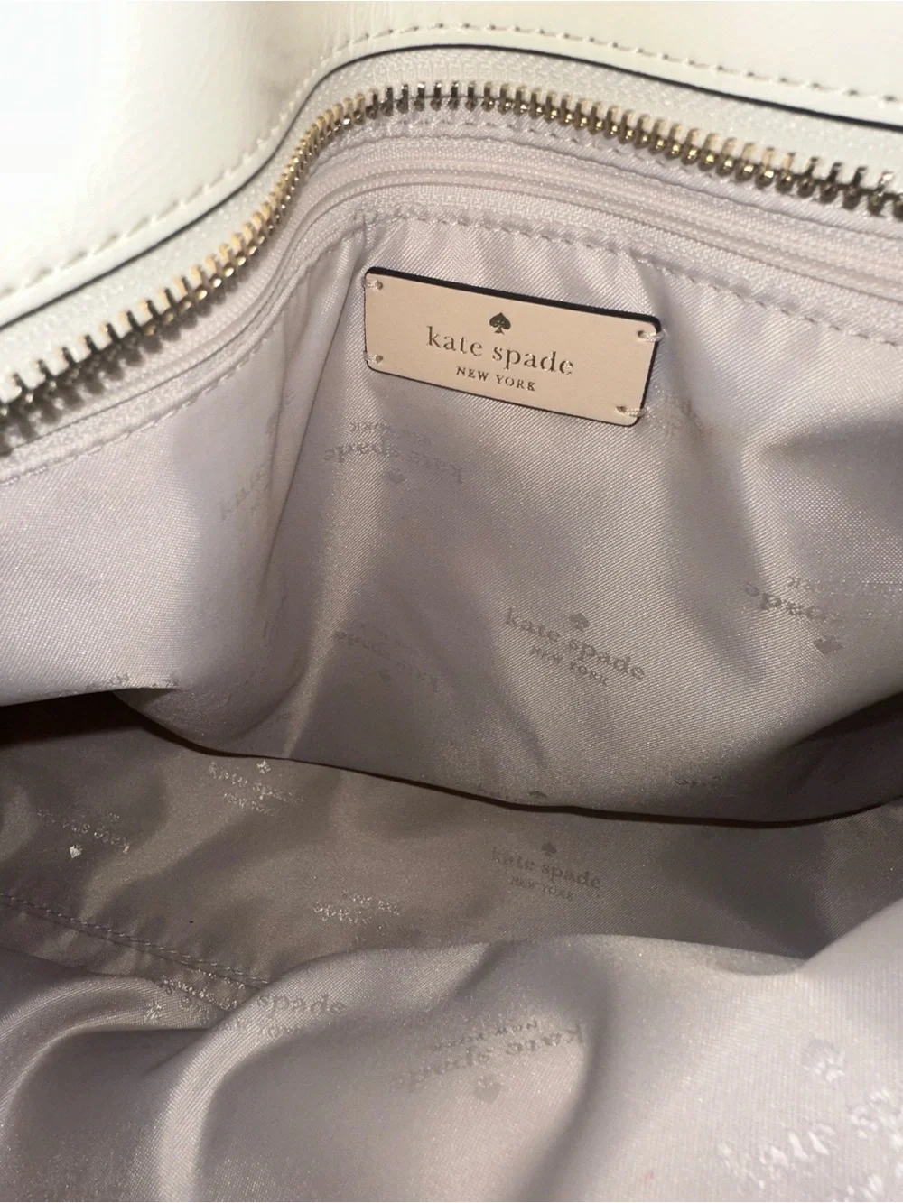 kate spade Cream Leather Tote with Shearling Trim